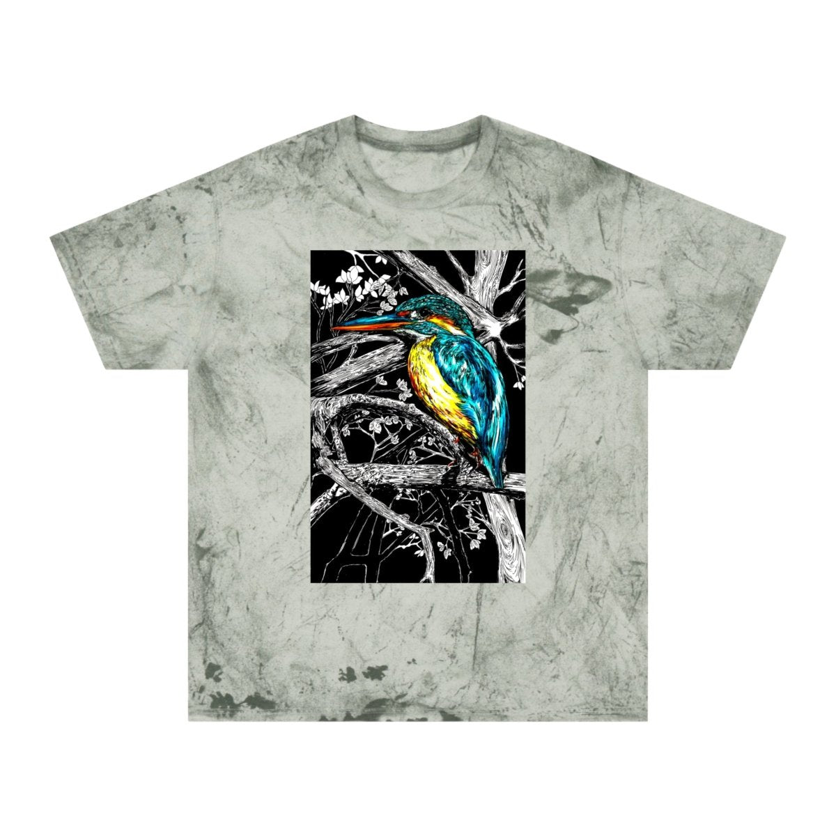 Vibrant Kingfisher Unisex Color Blast T-Shirt - Nature Inspired Art Tee - Curran Artworks