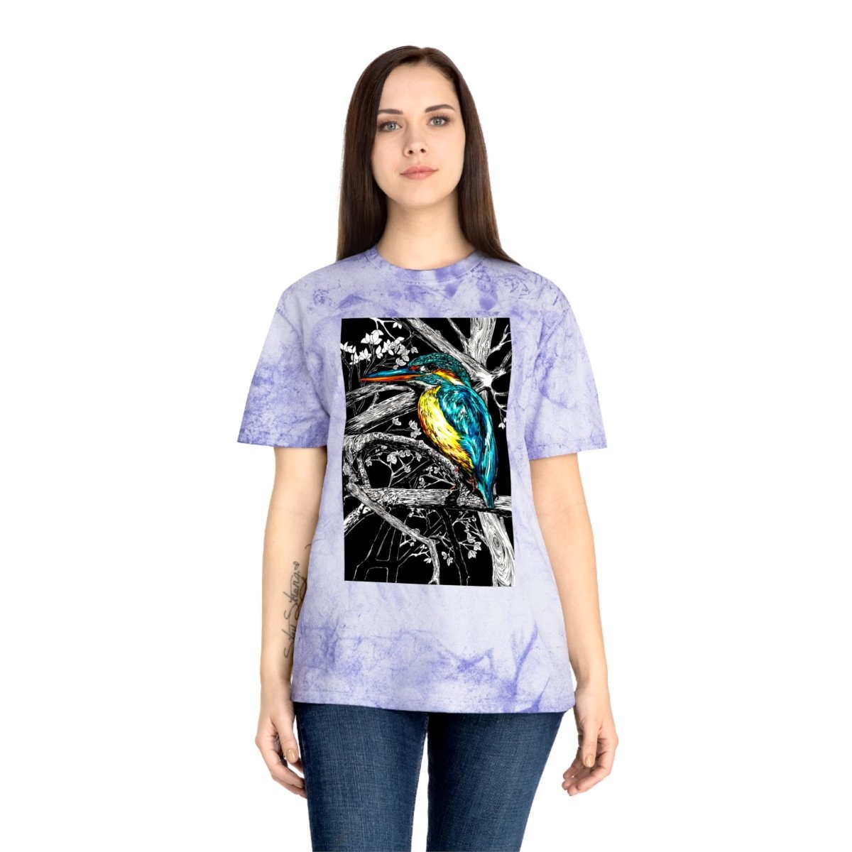 Vibrant Kingfisher Unisex Color Blast T-Shirt - Nature Inspired Art Tee - Curran Artworks