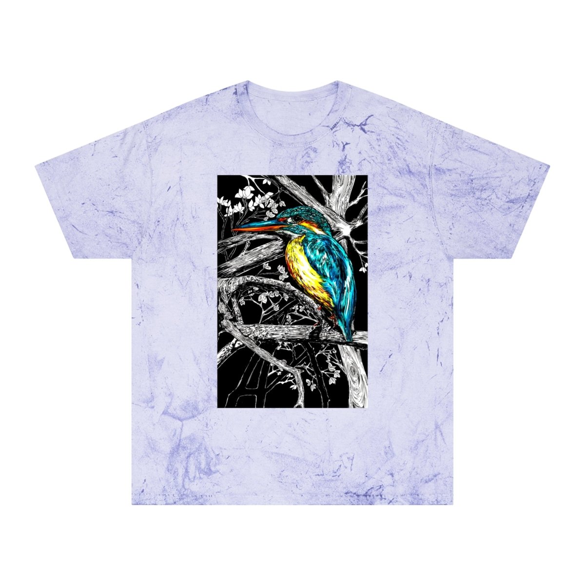 Vibrant Kingfisher Unisex Color Blast T-Shirt - Nature Inspired Art Tee - Curran Artworks