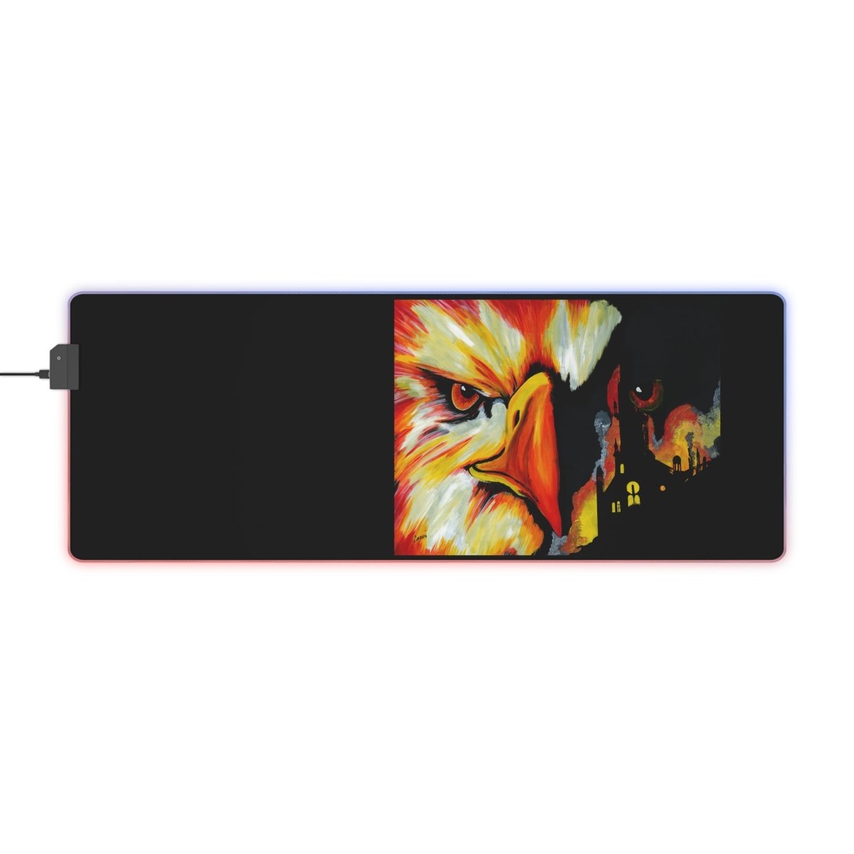 Vibrant LED Gaming Mouse Pad with a Phoenix Design - Perfect for Gamers - Curran Artworks