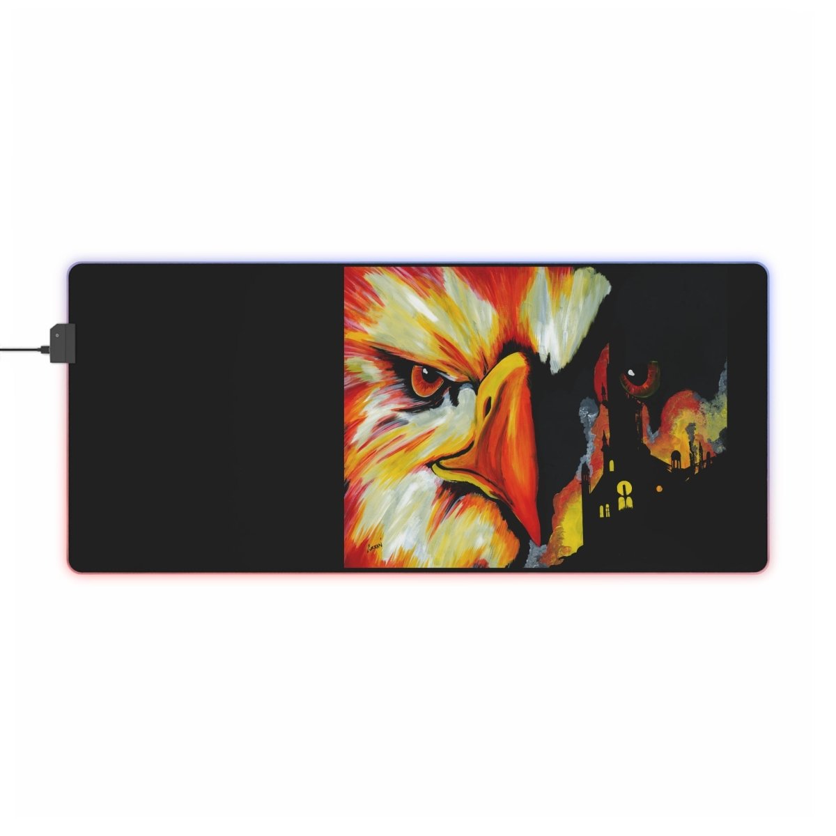 Vibrant LED Gaming Mouse Pad with a Phoenix Design - Perfect for Gamers - Curran Artworks