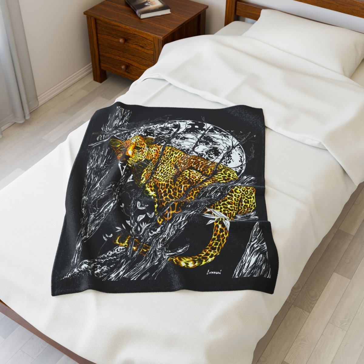 Wild Jungle Leopard Velveteen Plush Blanket - Cozy Home Decor for Nature Lovers - Curran Artworks