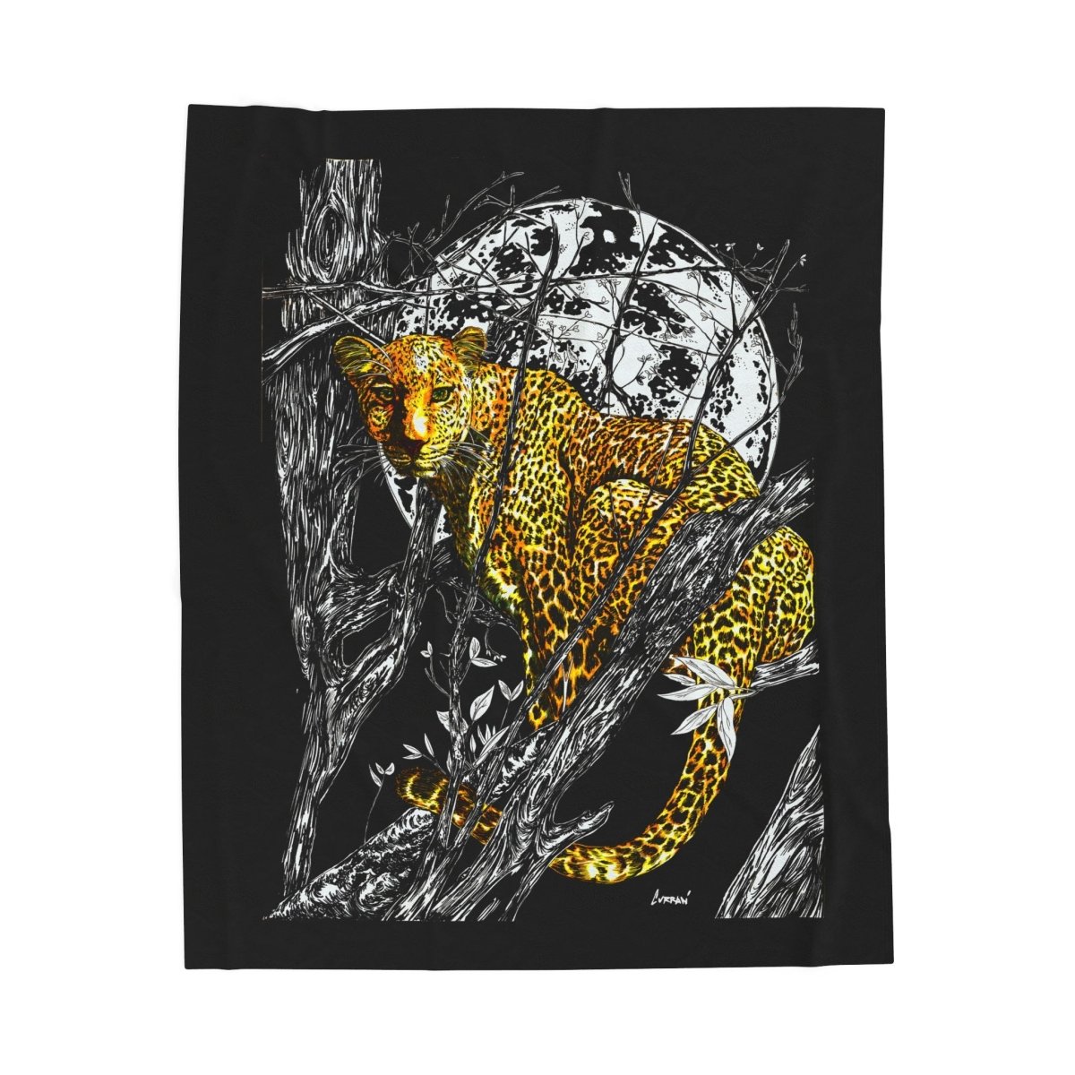 Wild Jungle Leopard Velveteen Plush Blanket - Cozy Home Decor for Nature Lovers - Curran Artworks