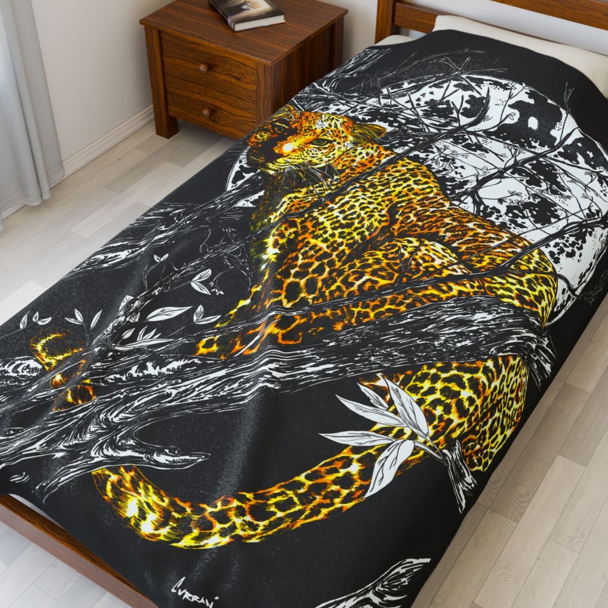 Wild Jungle Leopard Velveteen Plush Blanket - Cozy Home Decor for Nature Lovers - Curran Artworks