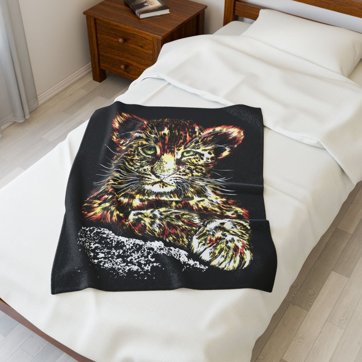 Wildlife - Inspired Velveteen Plush Blanket - Cozy Leopard Print for Nature Lovers - Curran Artworks