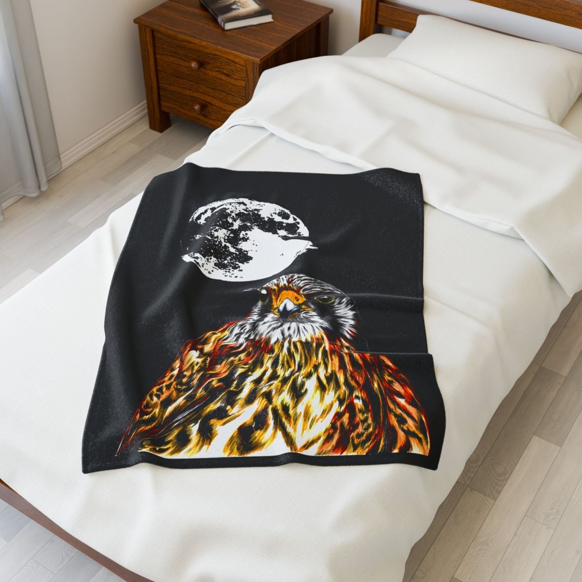 Wildlife Moonlit Velveteen Plush Blanket - Cozy Bird Design - Curran Artworks