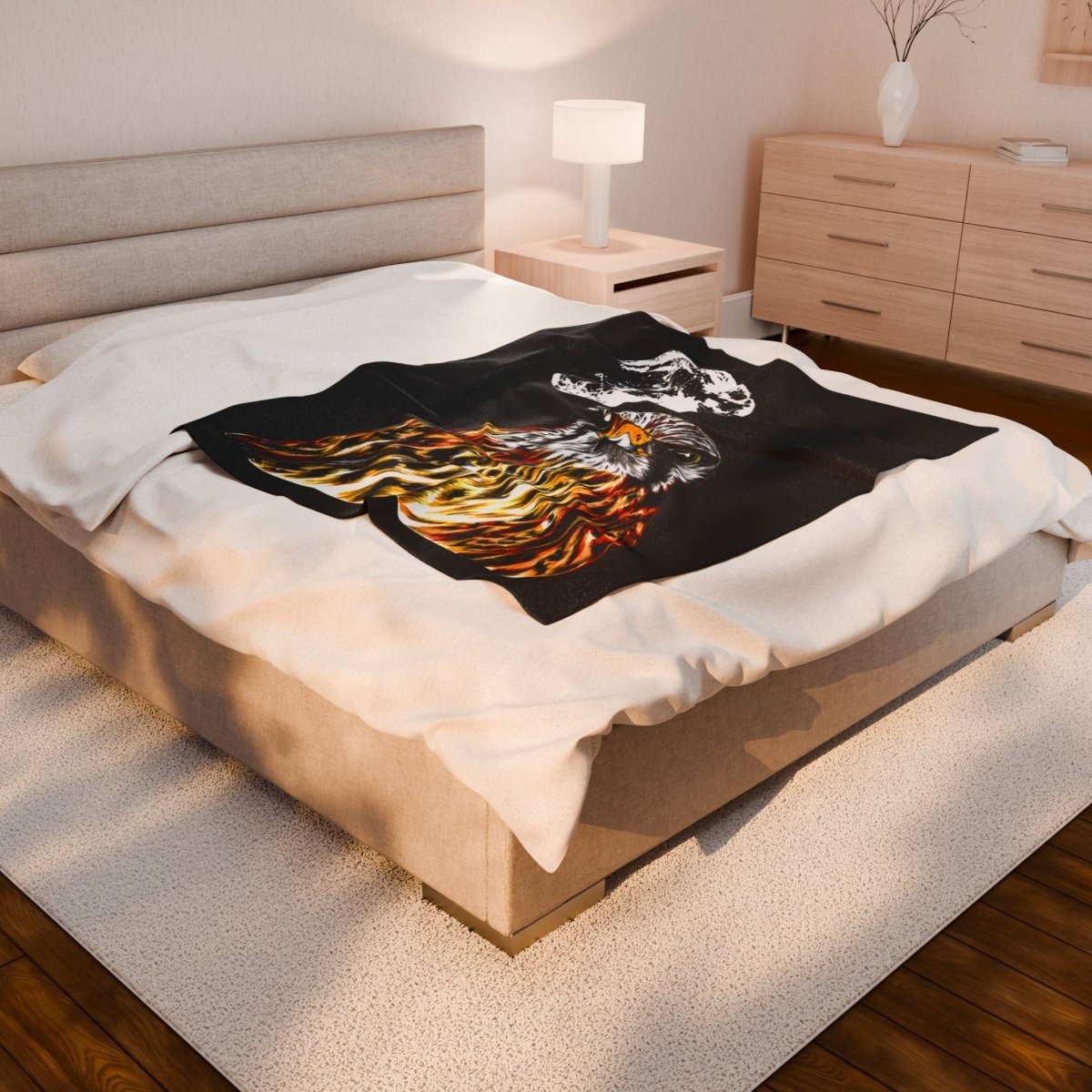 Wildlife Moonlit Velveteen Plush Blanket - Cozy Bird Design - Curran Artworks