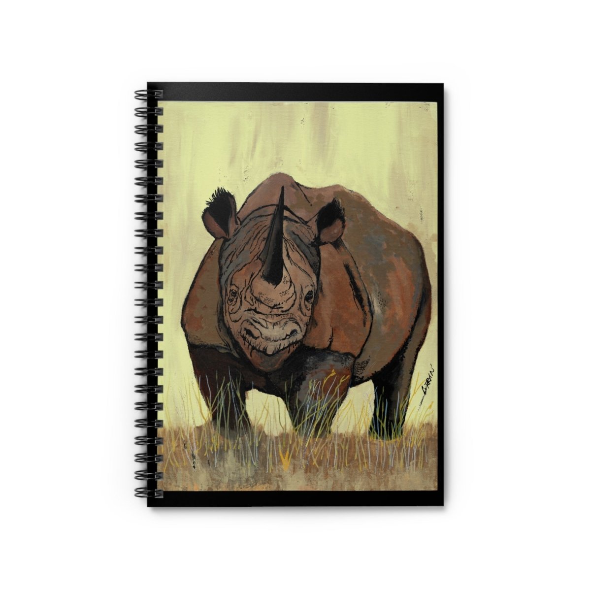 Wildlife Rhino Spiral Notebook - Ruled Line for Nature Lovers - Curran Artworks