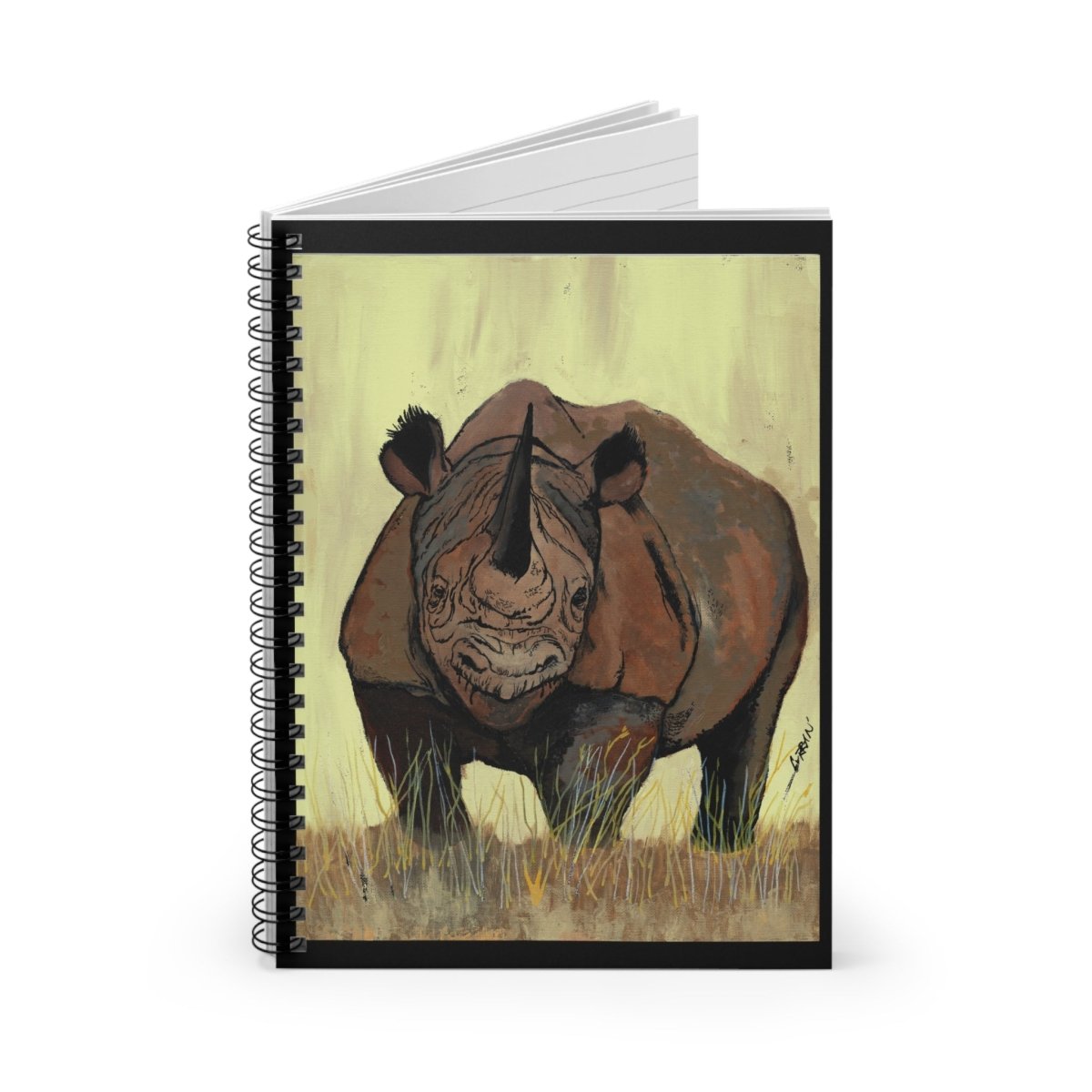 Wildlife Rhino Spiral Notebook - Ruled Line for Nature Lovers - Curran Artworks