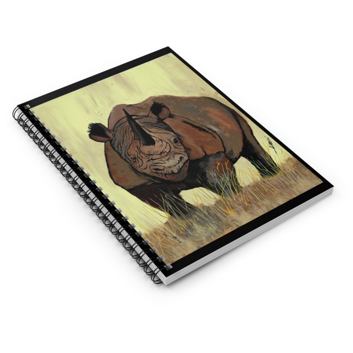 Wildlife Rhino Spiral Notebook - Ruled Line for Nature Lovers - Curran Artworks