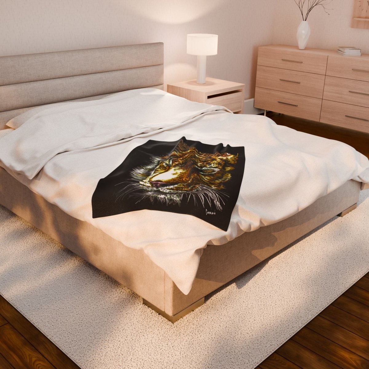 Wildlife Tiger Velveteen Plush Blanket – Cozy Art for Animal Lovers - Curran Artworks