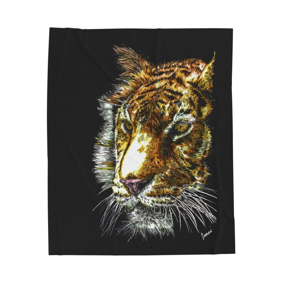 Wildlife Tiger Velveteen Plush Blanket – Cozy Art for Animal Lovers - Curran Artworks