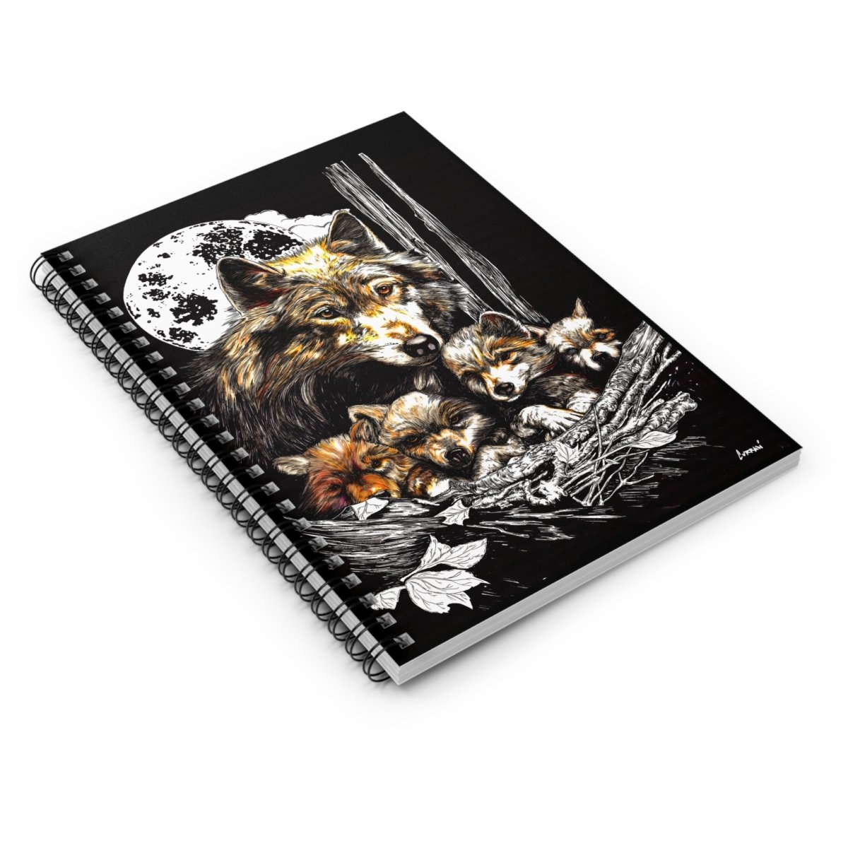 Wolf and Cubs Wildlife - Inspired Notebook - Curran Artworks