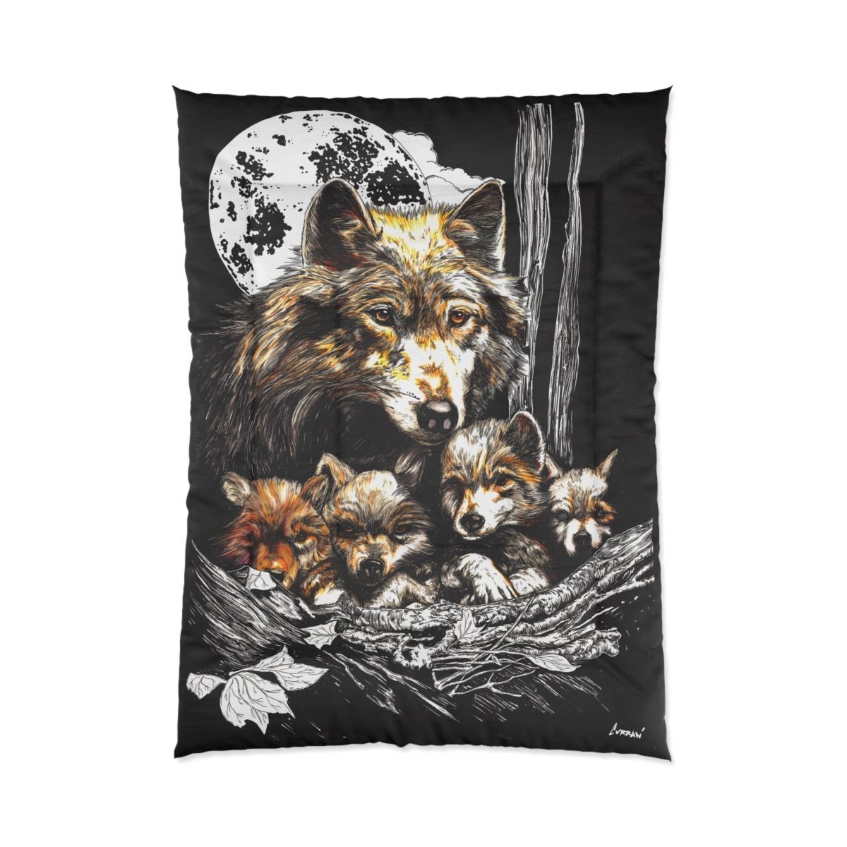 Wolf Family Comforter - Cozy Bedding for Nature Lovers - Curran Artworks