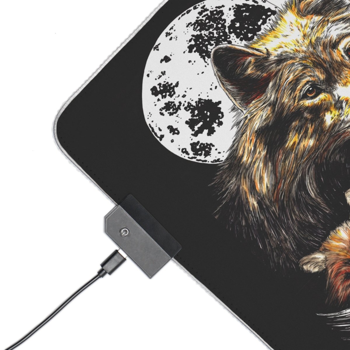 Wolf Family LED Gaming Mouse Pad - Illuminated Desk Accessory for Gamers - Curran Artworks