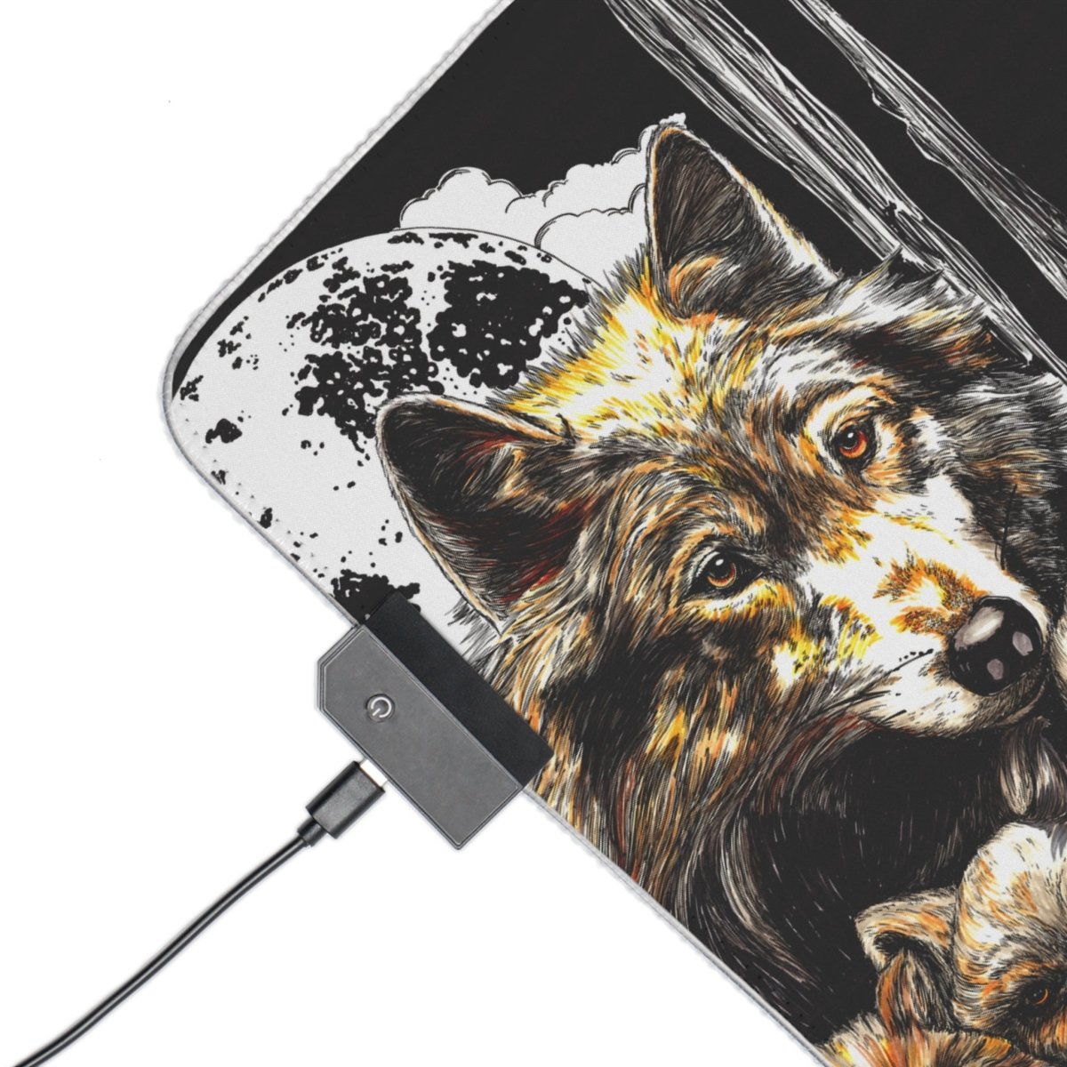 Wolf Family LED Gaming Mouse Pad - Illuminated Desk Accessory for Gamers - Curran Artworks