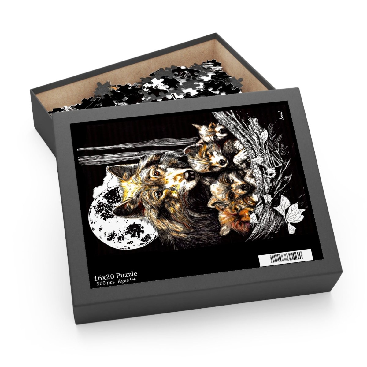 Wolf Family Puzzle - 120, 252, 500 - Piece Jigsaw for Nature Lovers - Curran Artworks