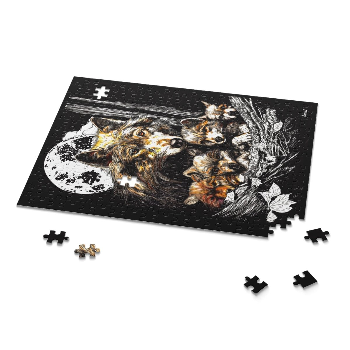 Wolf Family Puzzle - 120, 252, 500 - Piece Jigsaw for Nature Lovers - Curran Artworks
