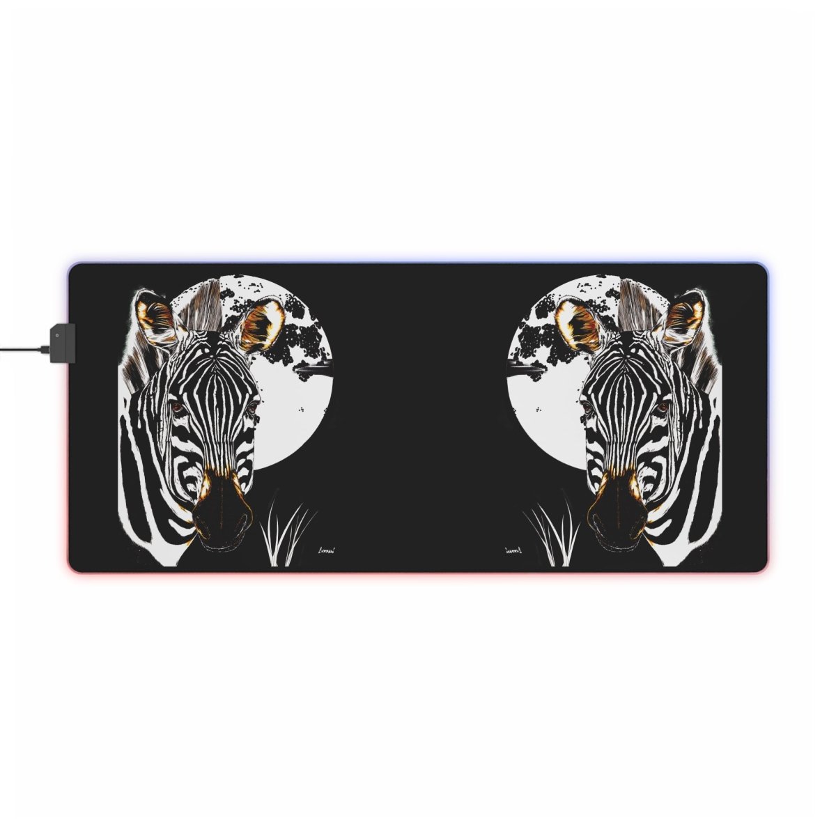 Zebra LED Gaming Mouse Pad - Perfect for Gamers and Animal Lovers - Curran Artworks