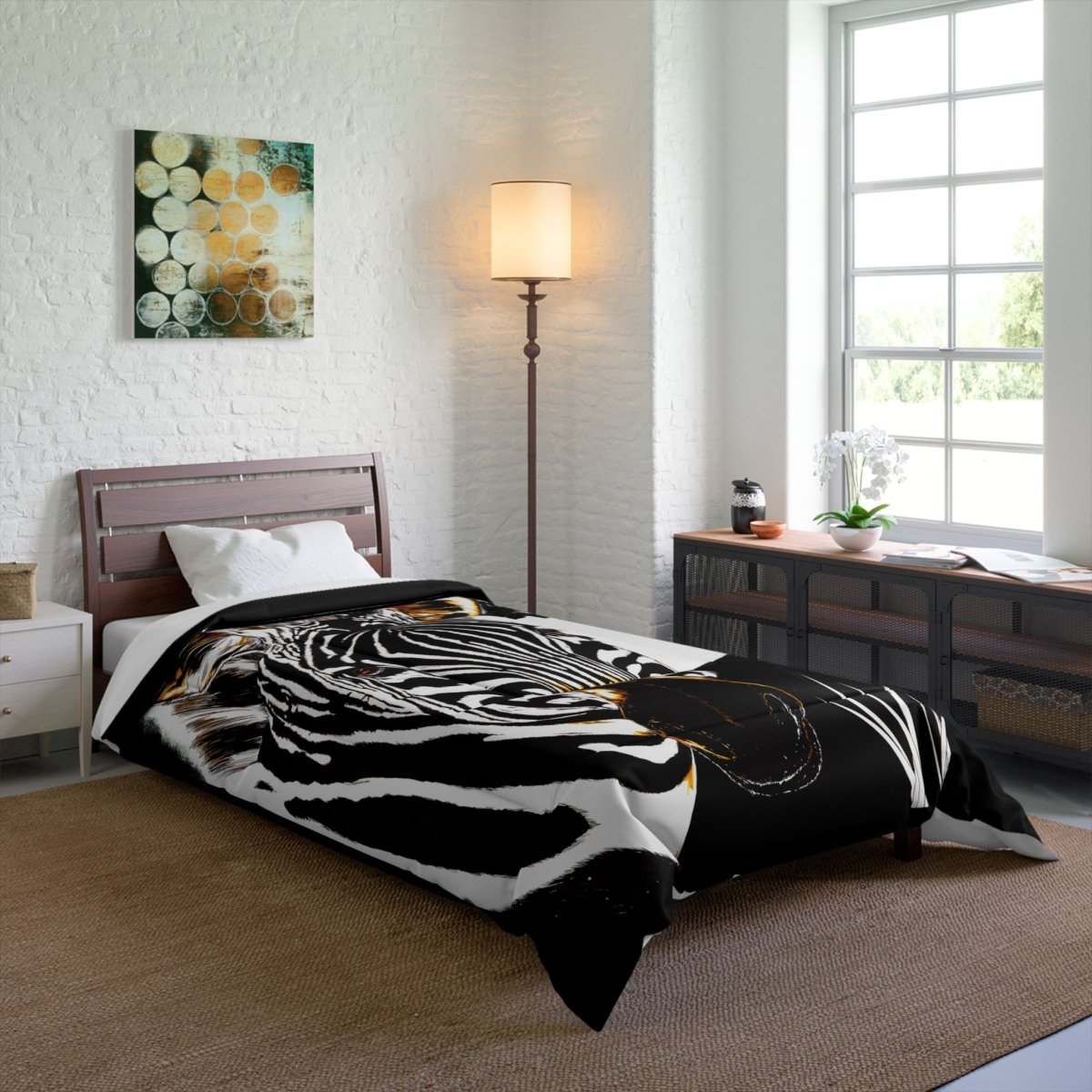 Zebra Print Comforter - Bold Animal Design for Stylish Bedrooms - Curran Artworks