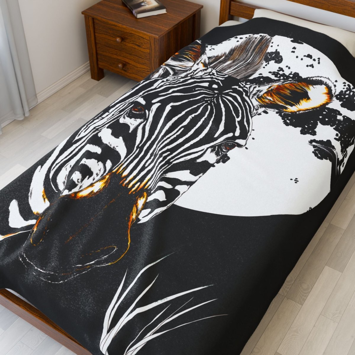 Zebra Print Velveteen Plush Blanket - Cozy Animal - Inspired Home Decor - Curran Artworks