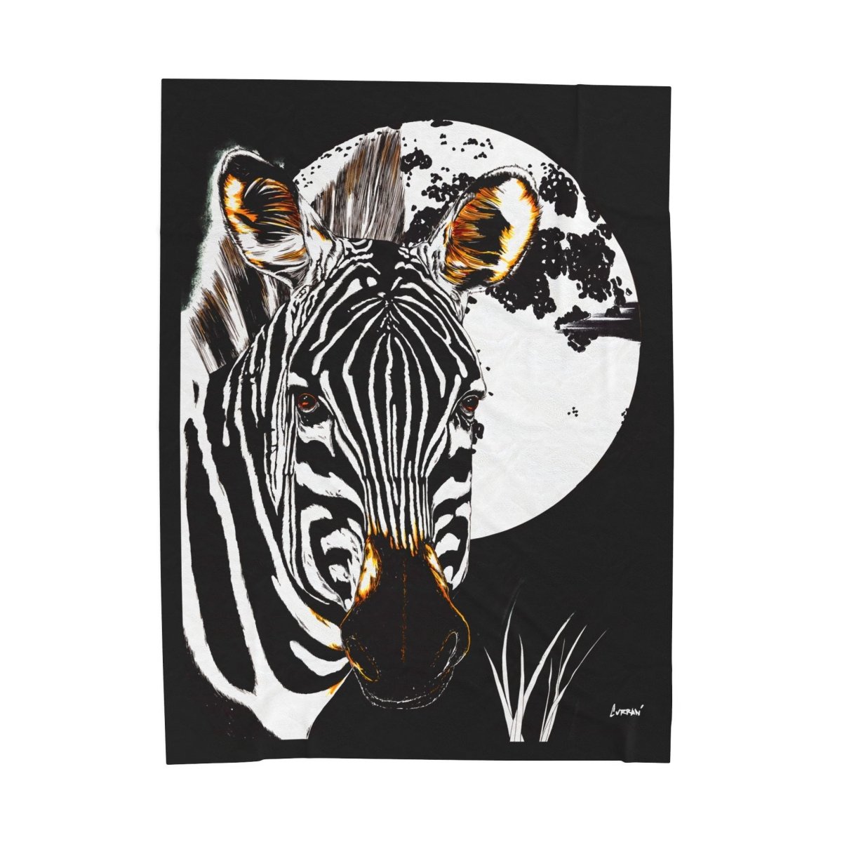 Zebra Print Velveteen Plush Blanket - Cozy Animal - Inspired Home Decor - Curran Artworks