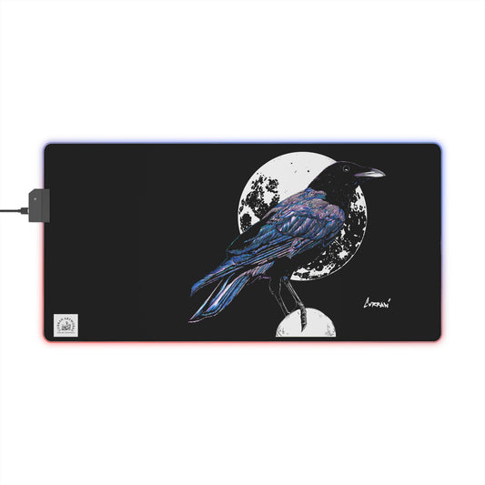 Illuminated Crow Gaming Mouse Pad - Perfect for Gamers