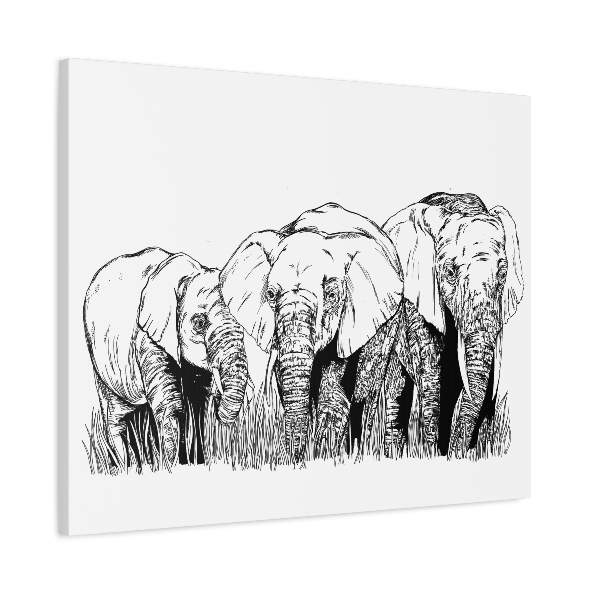 Elephant Family Art – Original Hand-Drawn Unique,