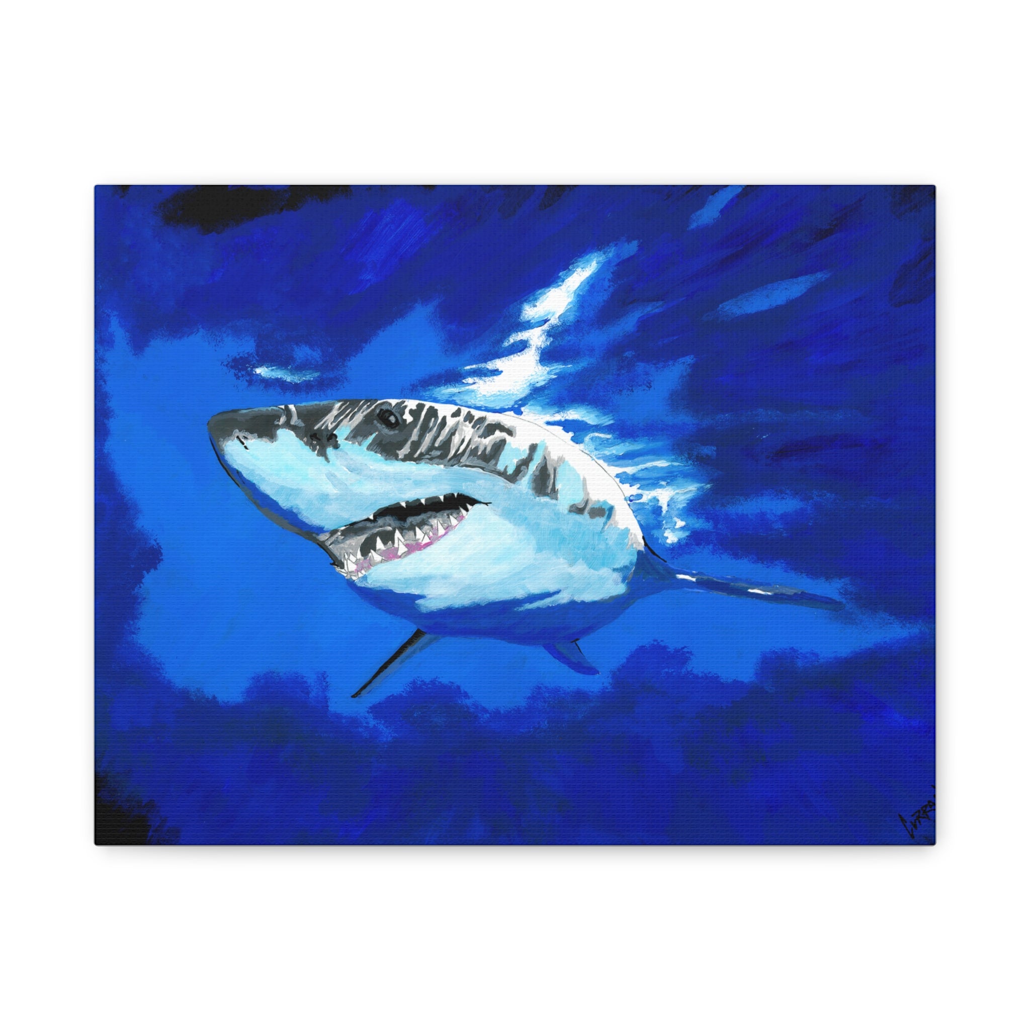 Great White Shark Canvas Art – Original Hand-Painted