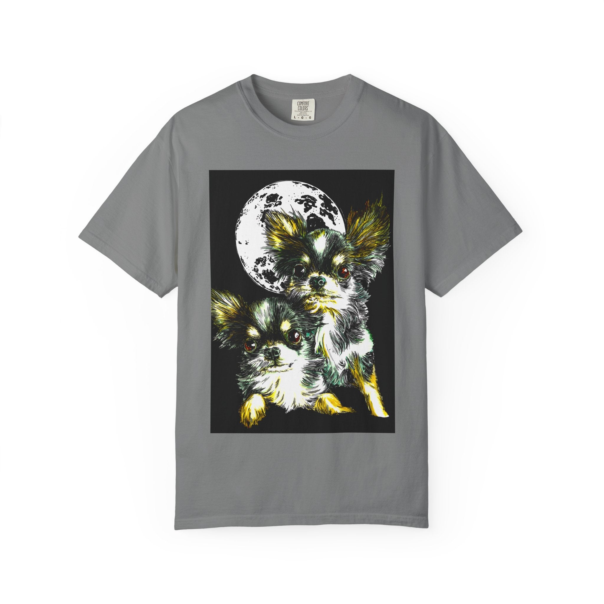 Cute Chihuahua Moon Night Unisex Garment-Dyed T-Shirt