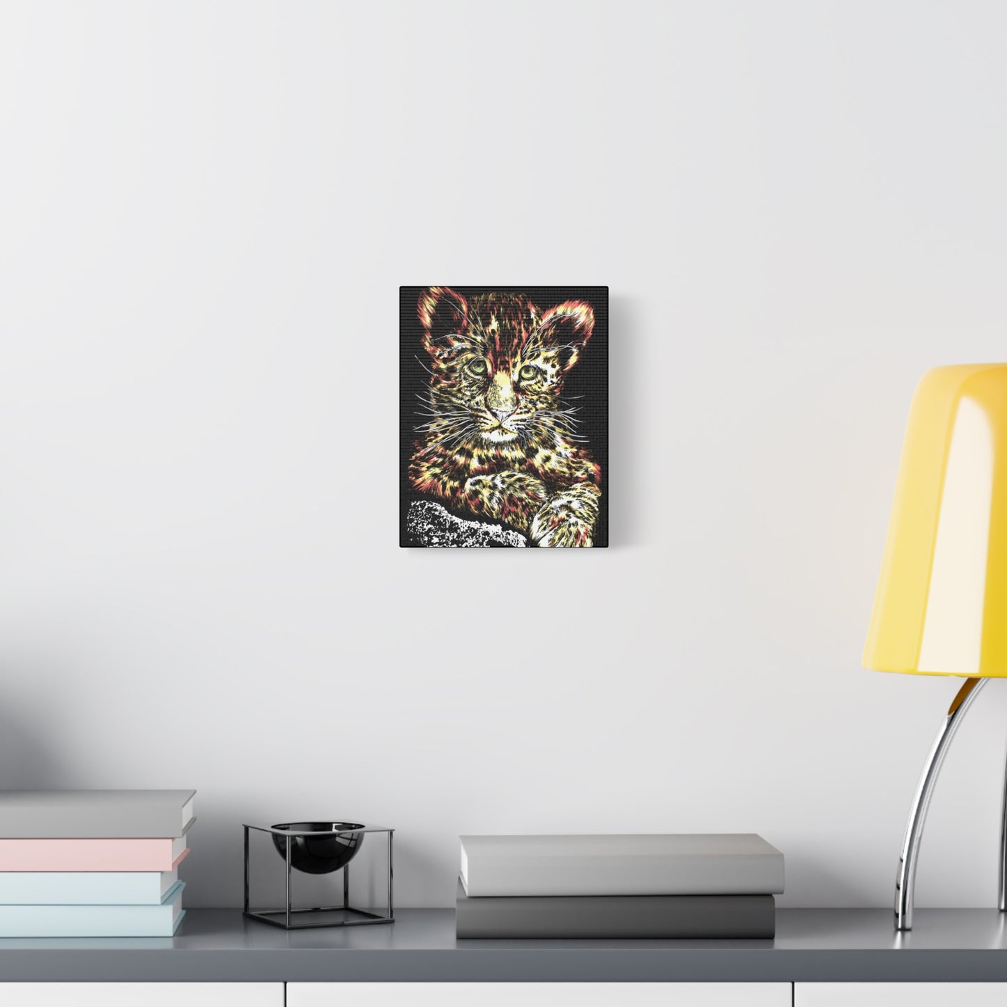 Leopard Cub Wall Art Print of the Original, hand drawn wall art of a Leopard Cub