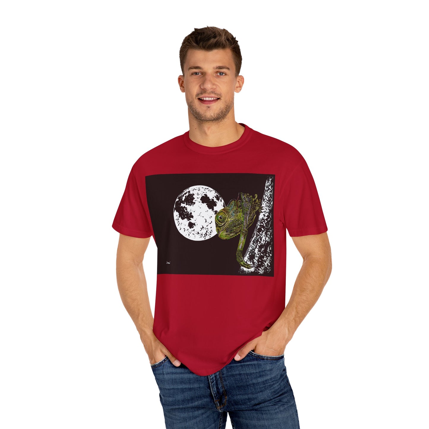 Moonlit Chameleon Unisex T-Shirt - Nature-Inspired Art Tee for Wildlife Lovers