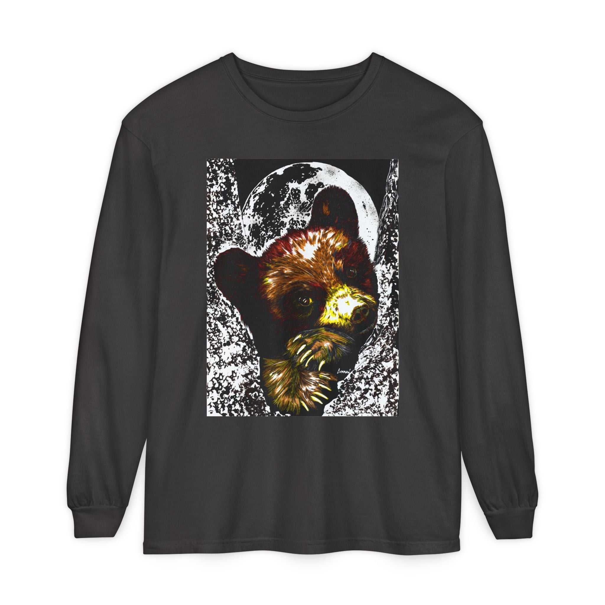 Moonlit Brown Bear Cub Unisex Long Sleeve T Shirt