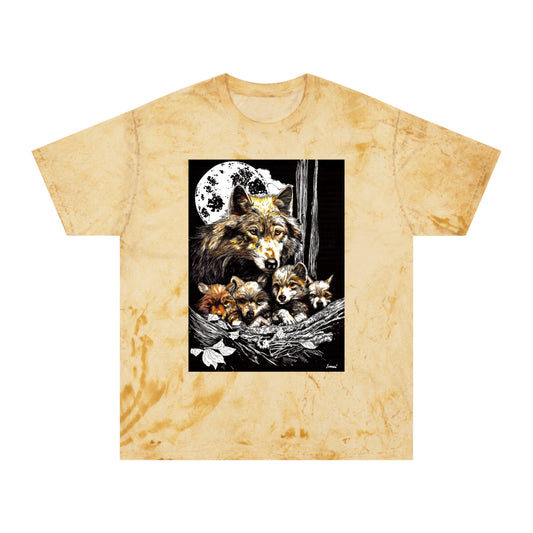 Moonlit Wolf Family Unisex Color Blast Shirt Nature Lover Gift