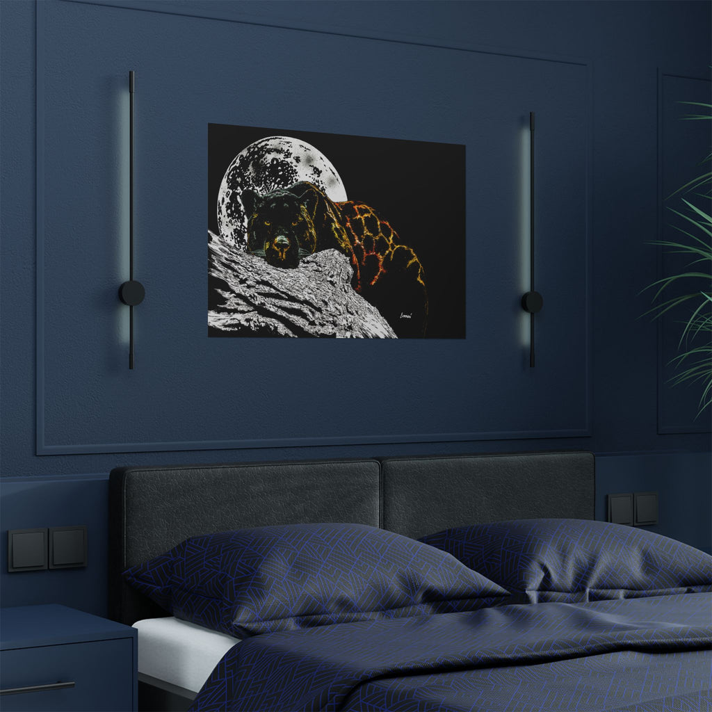 Majestic Bear Satin Poster - Night Moon Art Print (300gsm)