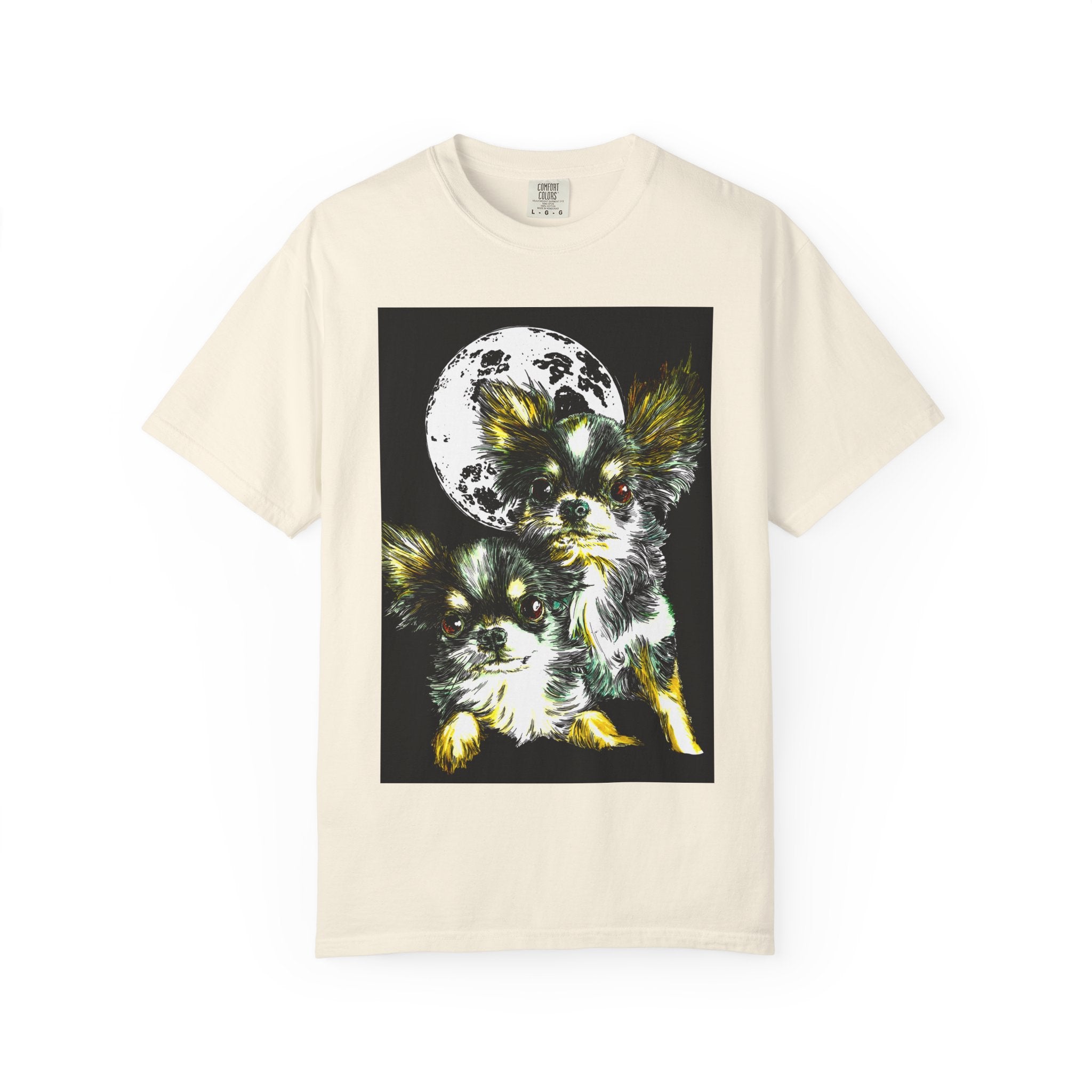 Cute Chihuahua Moon Night Unisex Garment-Dyed T-Shirt