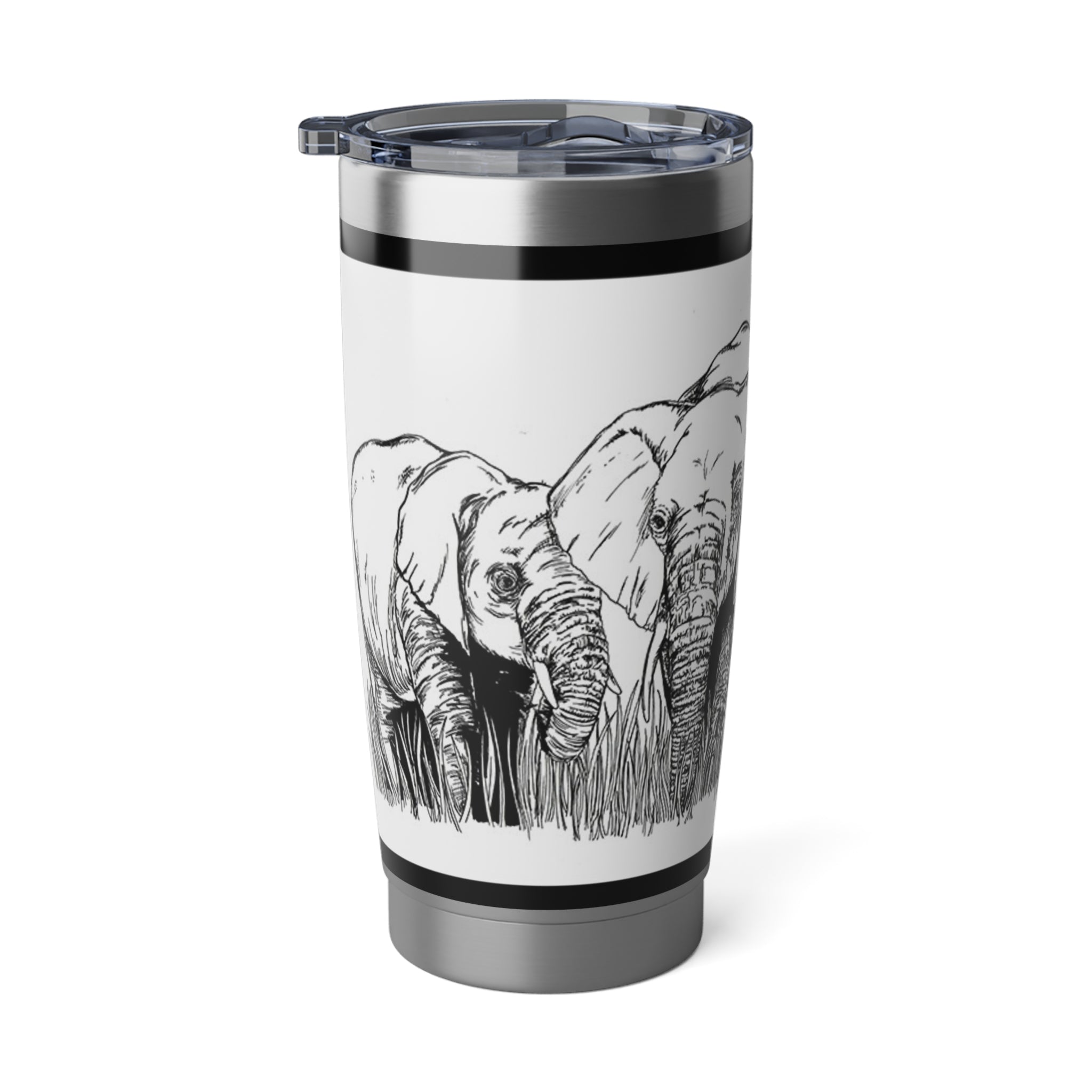 Elephant Wall Art 20oz Tumbler, Unique Hand Drawn Mug,