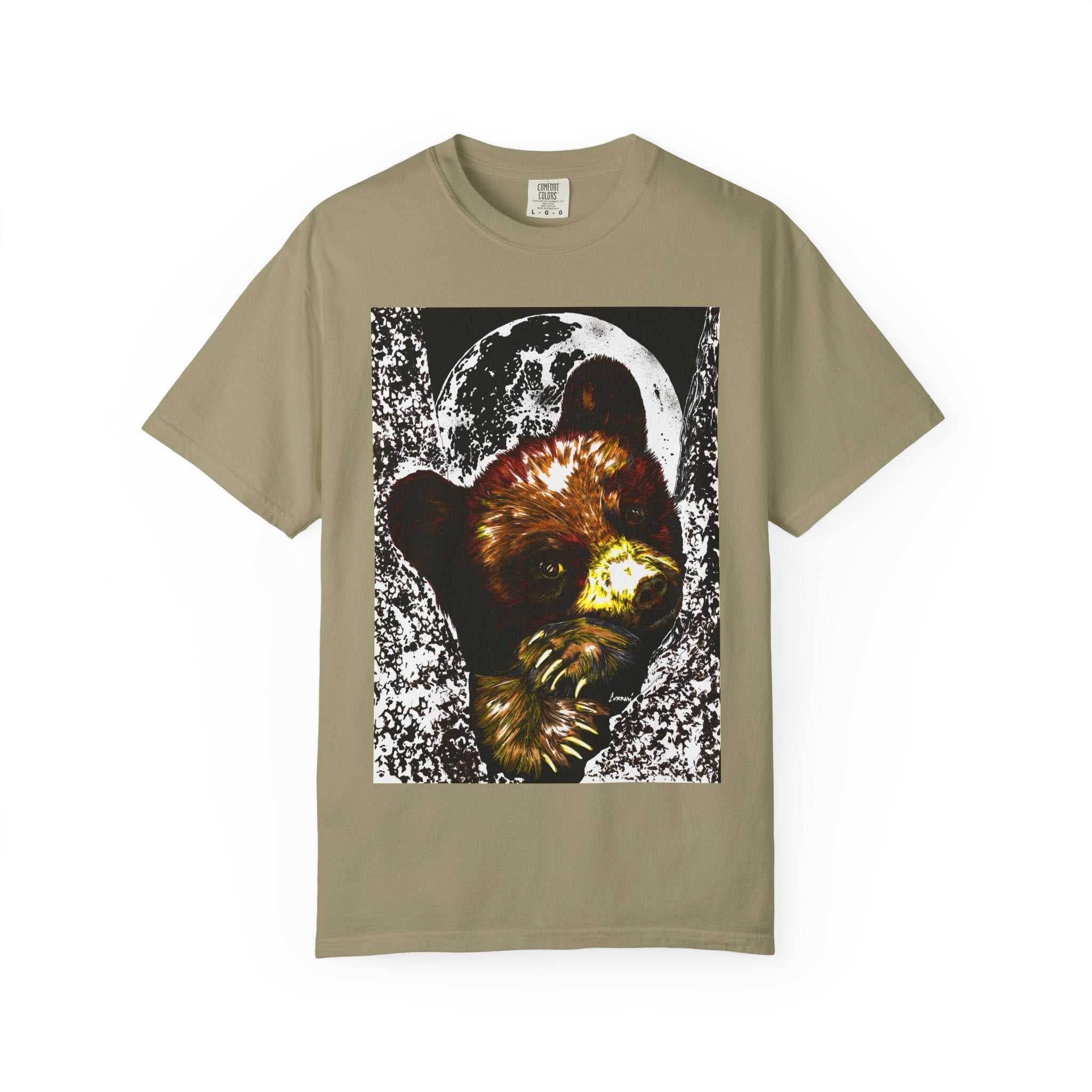 Moonlit Brown Bear Cub Dyed T-Shirt | Nature-Inspired