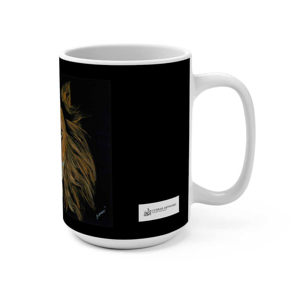 Majestic Lion Art Mug - 15oz Black Ceramic Coffee Cup
