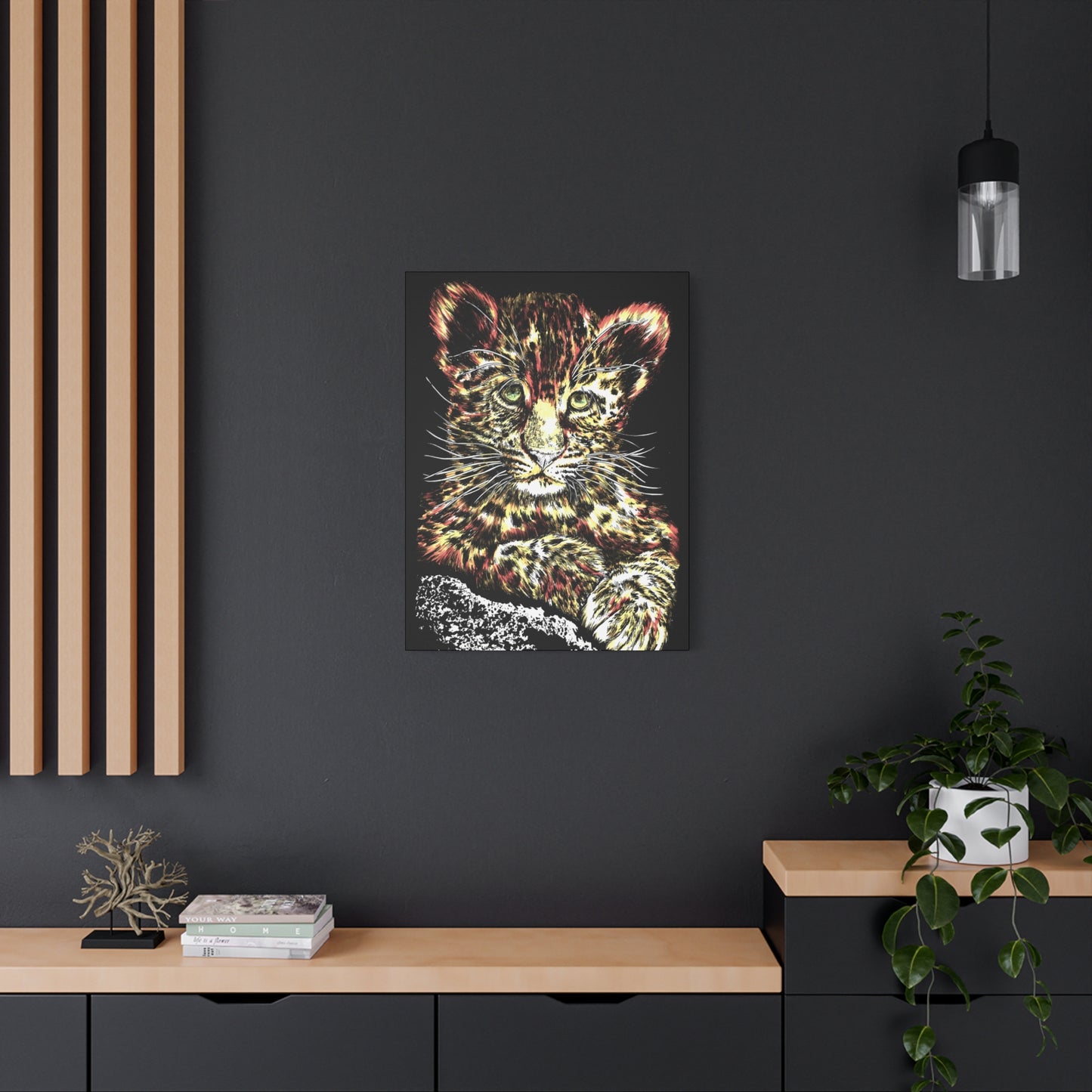 Leopard Cub Wall Art Print of the Original, hand drawn wall art of a Leopard Cub