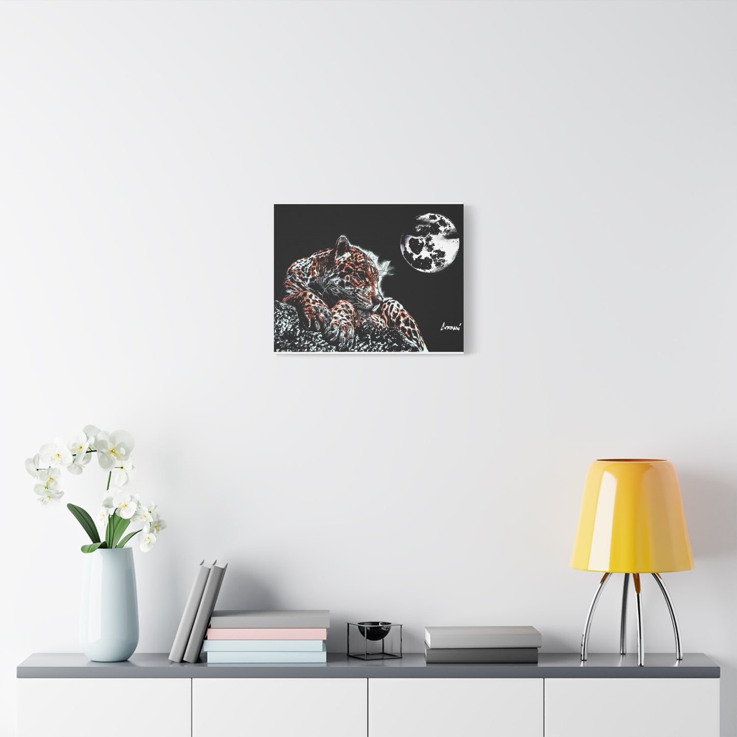 Leopard Canvas Art – Original Hand-Drawn Realistic Big Cat Wall Decor printed on Matte Canvas, Stretched, 1.25"