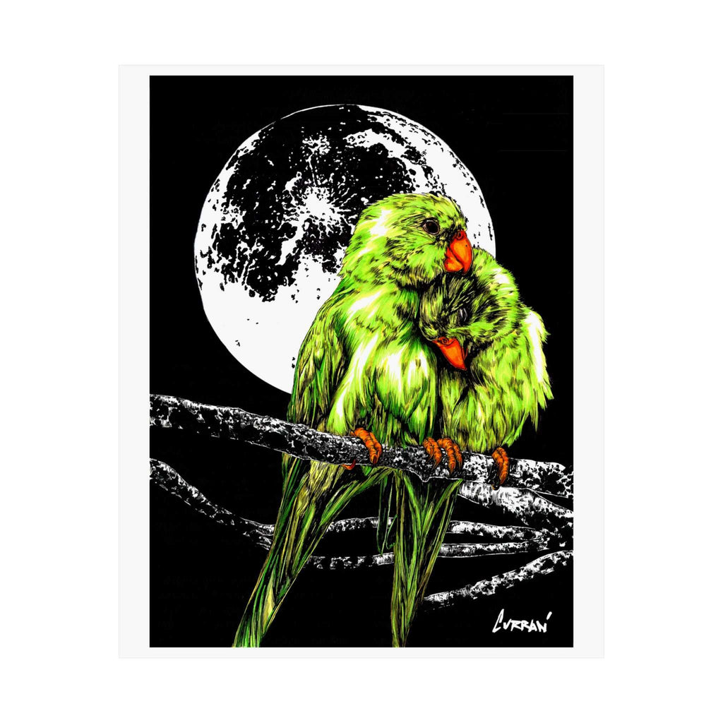 Bring your walls to life with the stunning Vibrant Lovebirds Satin Poster - 300gsm Wall Art. Add a pop of color to your space today!