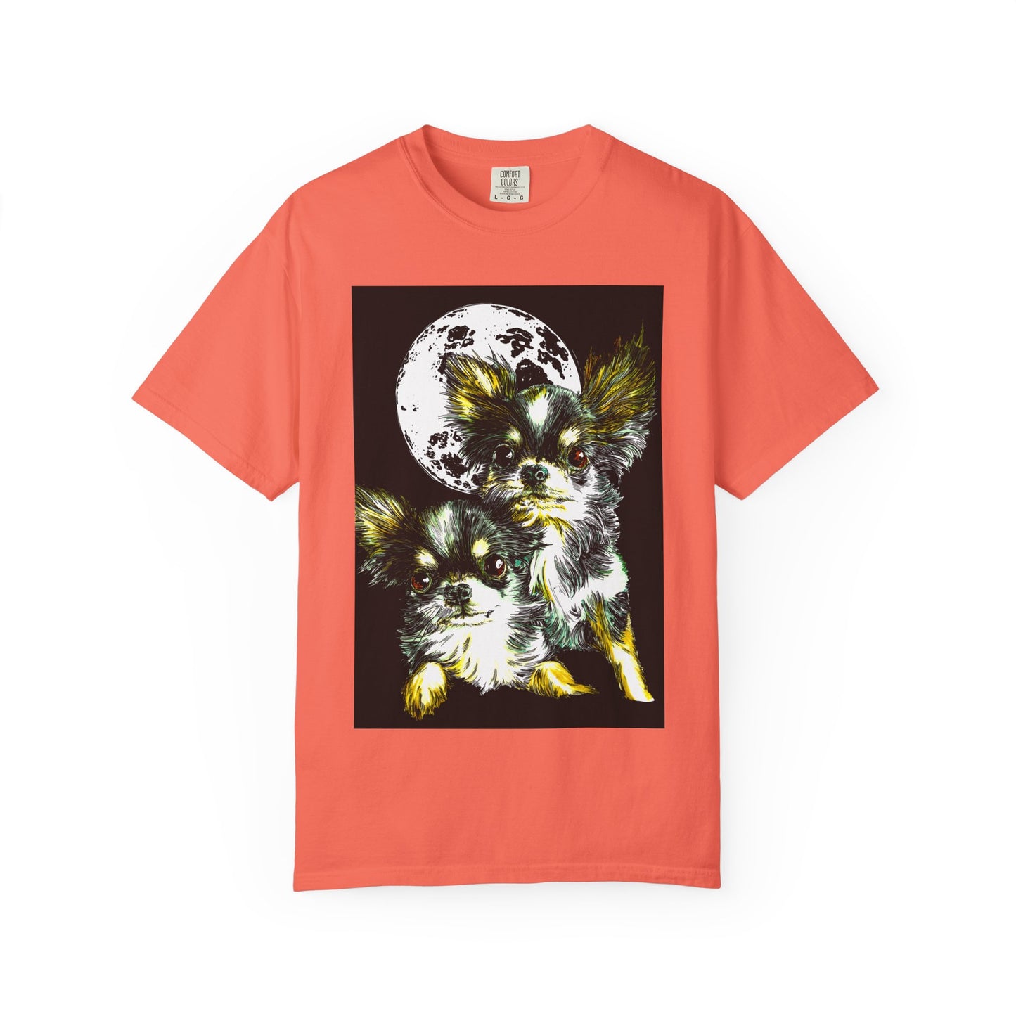 Cute Chihuahua Moon Night Unisex Garment-Dyed T-Shirt