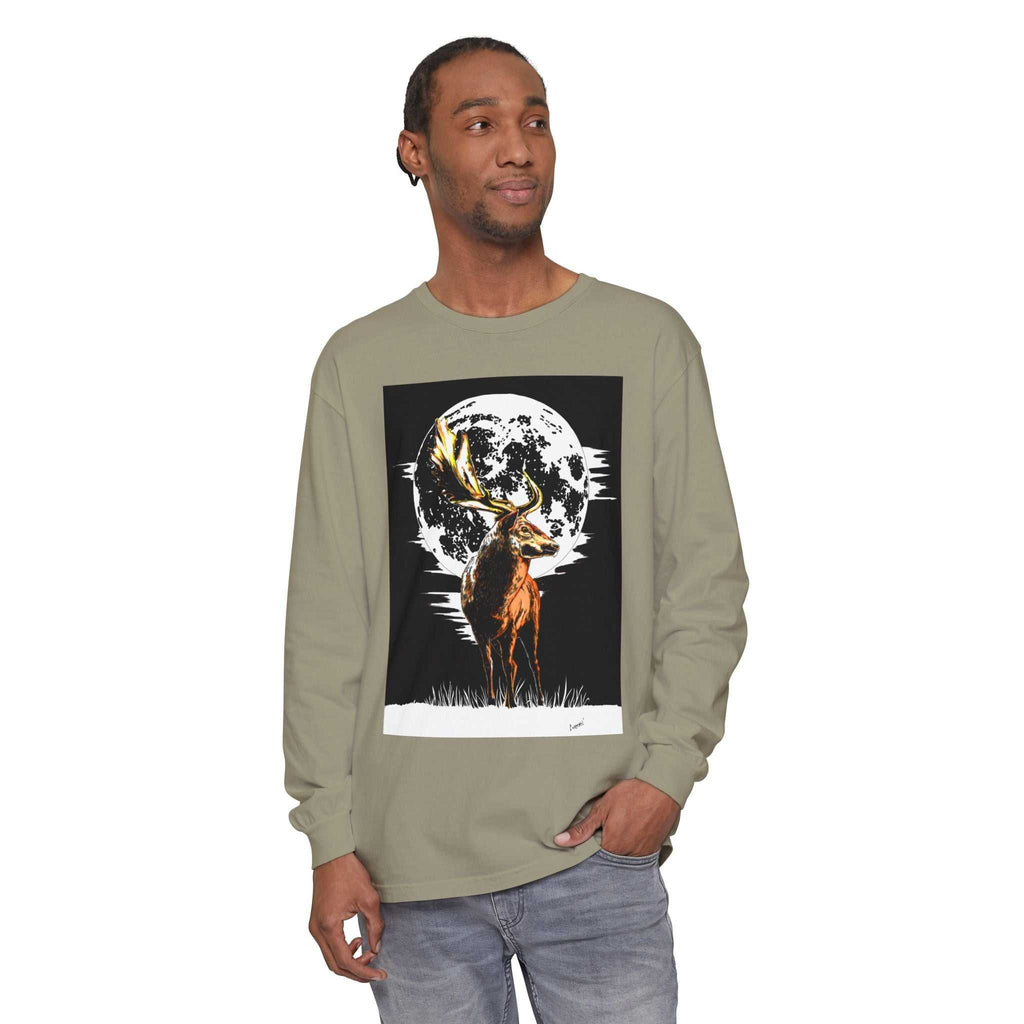 Moonlit Stag Long Sleeve T-Shirt - Unisex Nature Apparel