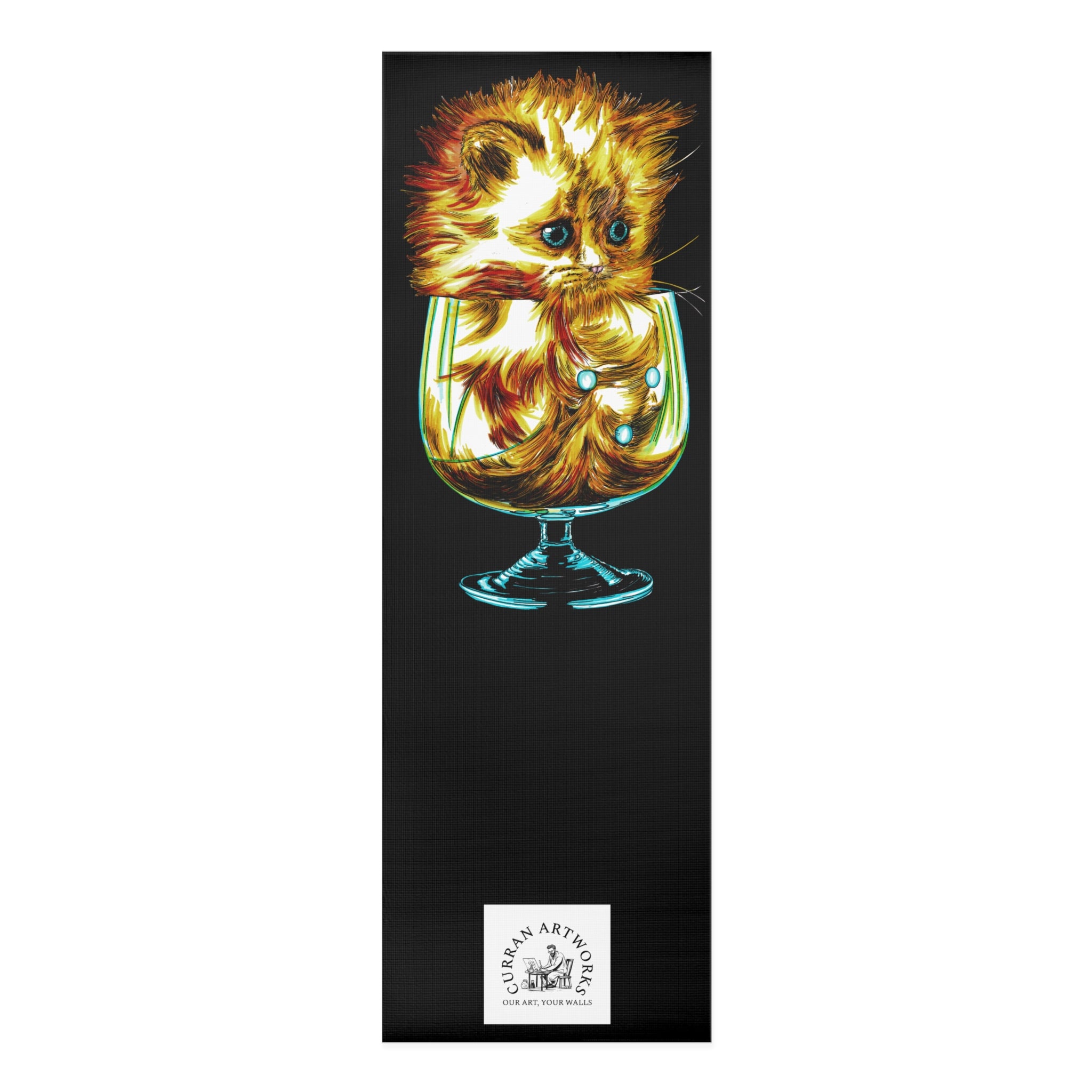 Kitten Yoga Mat, Hand-Drawn Mat, Cat Art Yoga Mat,