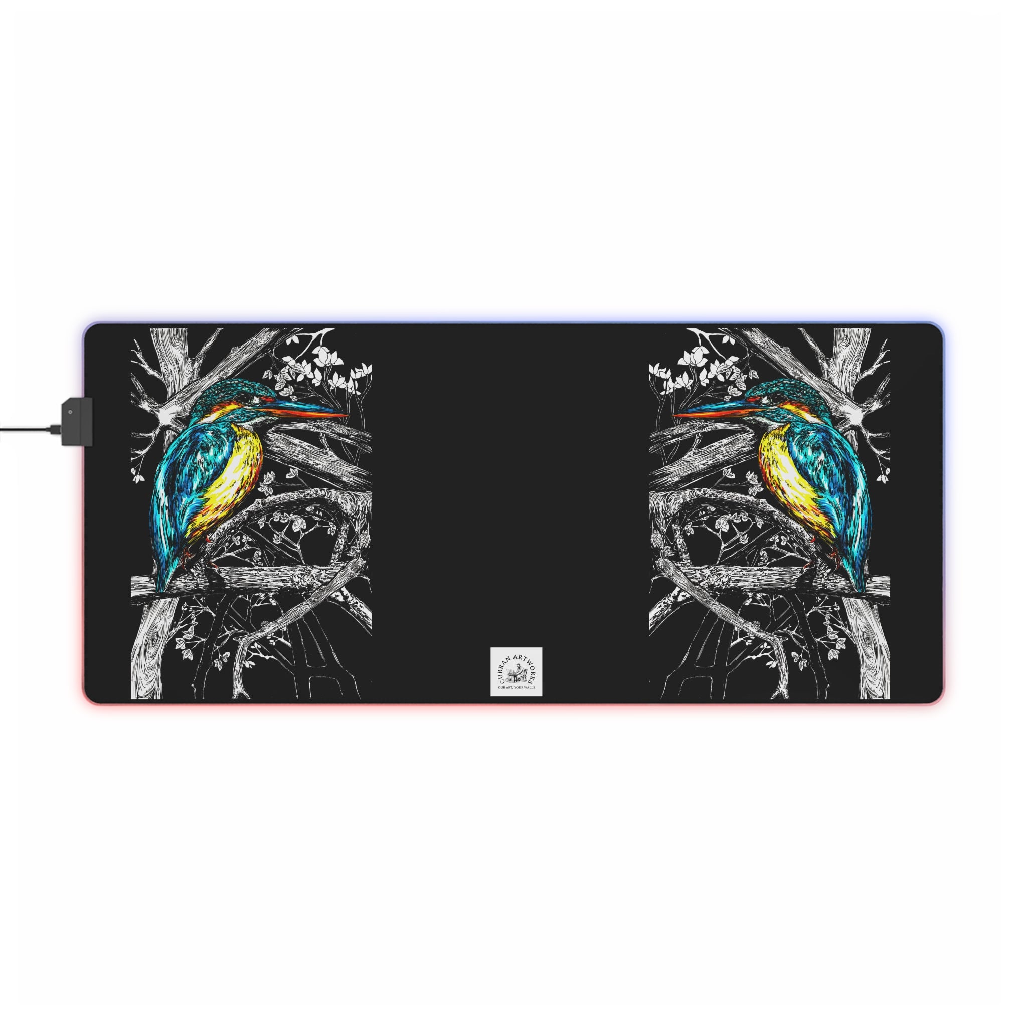 Kingfisher Bird Desk Mat LED Gaming Mouse Pad