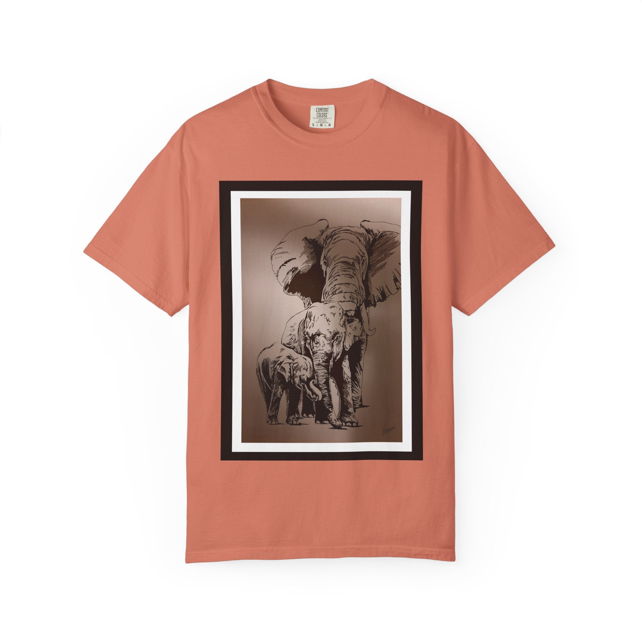 Elephant Family Garment-Dyed T-Shirt | Nature Lover's Tee