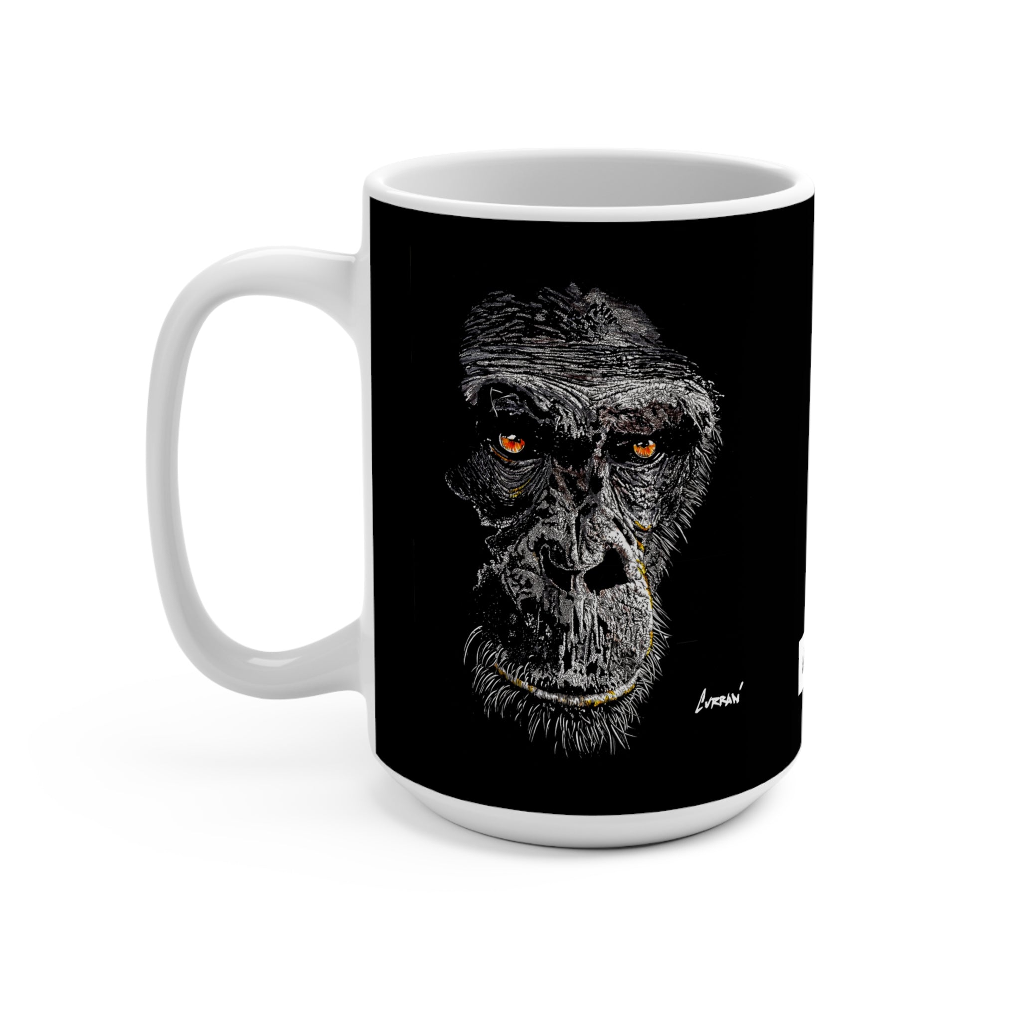 Gorilla Art Mug, 15oz Black Ceramic Coffee Cup