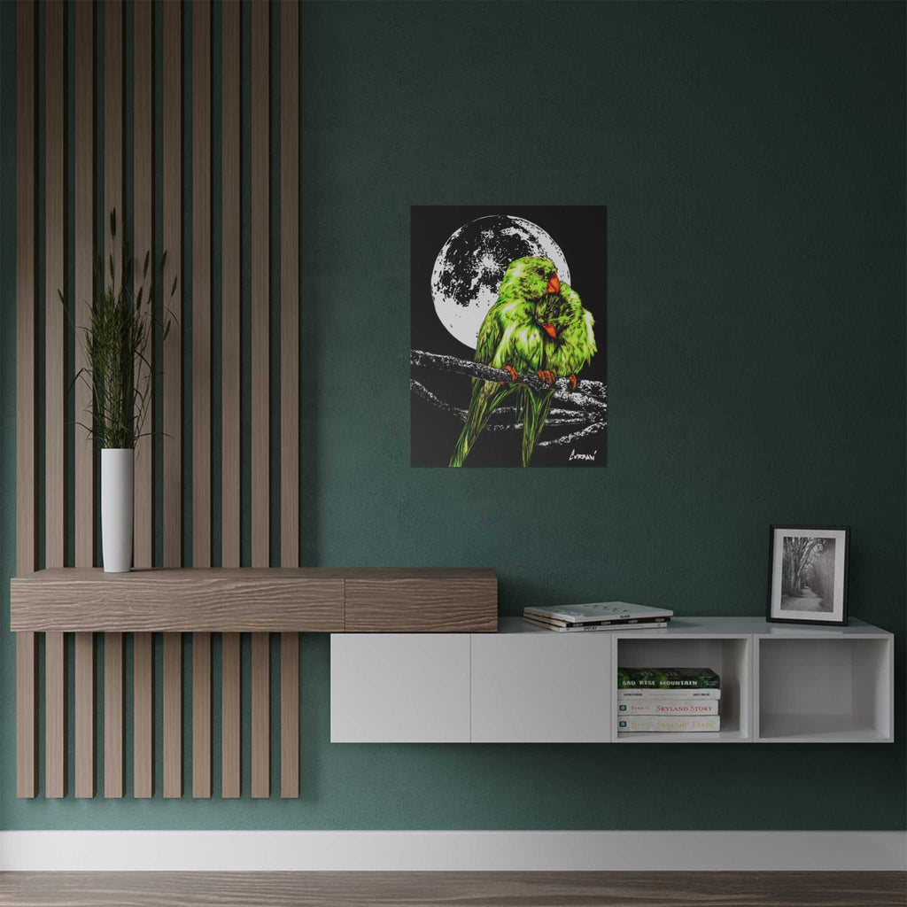 Bring your walls to life with the stunning Vibrant Lovebirds Satin Poster - 300gsm Wall Art. Add a pop of color to your space today!