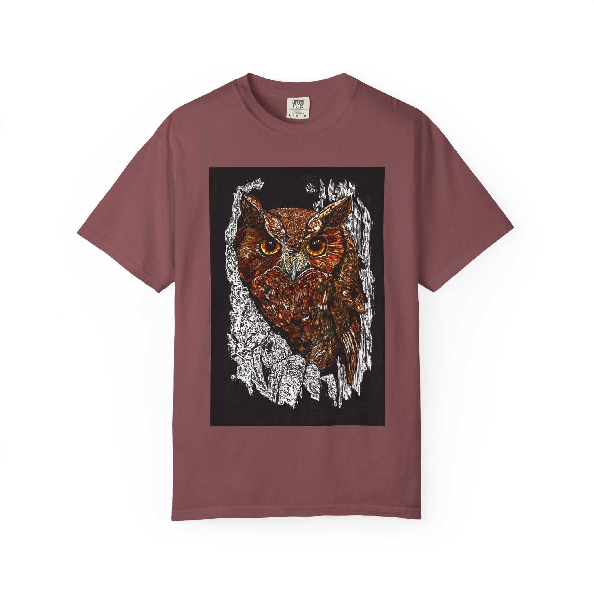 Artistic Owl Unisex Garment-Dyed T-Shirt